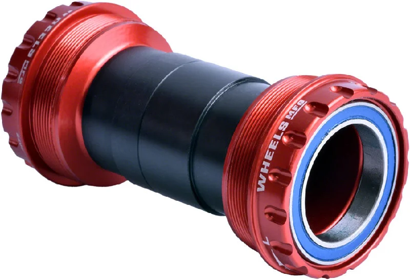 bicycle valve signal-Wheels Manufacturing T47 Outboard Bottom Bracket - For 30mm Spindle ABEC-3 Bearings Fits Frames 68mm-100mm BB Shells Red