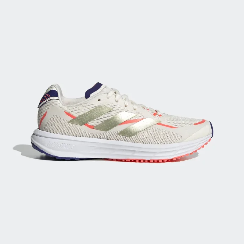 bicycle pedal signal-Adidas SL20.3 Womens Running Shoes -Chalk White /Sandy Beige Met /Turbo