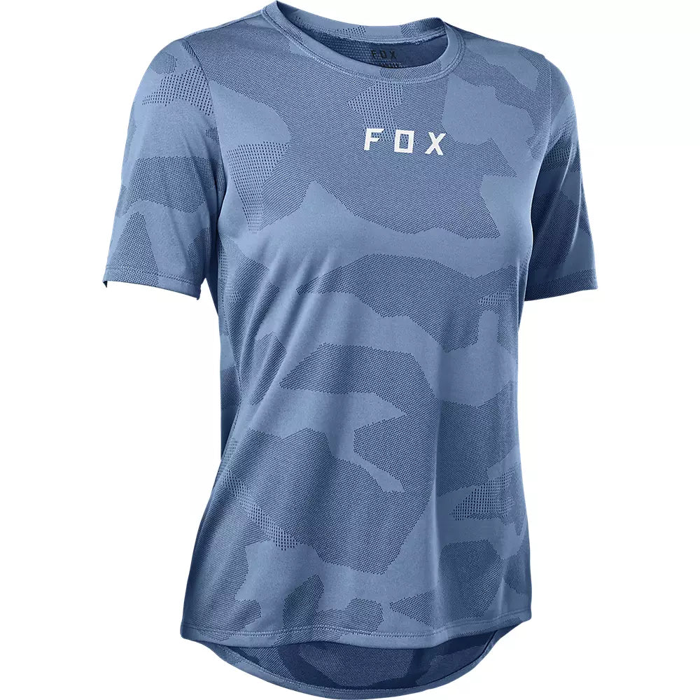 bicycle fitness handlebar-Fox Racing Ranger Tru Dri Short Sleeve MTB Jersey - Womens - Dusty Blue