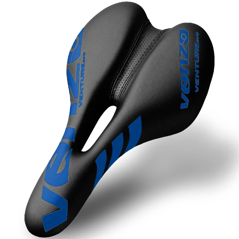 bicycle downhill signal-Venzo Comfortable Bike Bicycle Saddle Seat - for MTB, Road, Exercise, Trekking, Folding, Hybrid & Cruiser Bikes - XC Saddle Seat - Blue