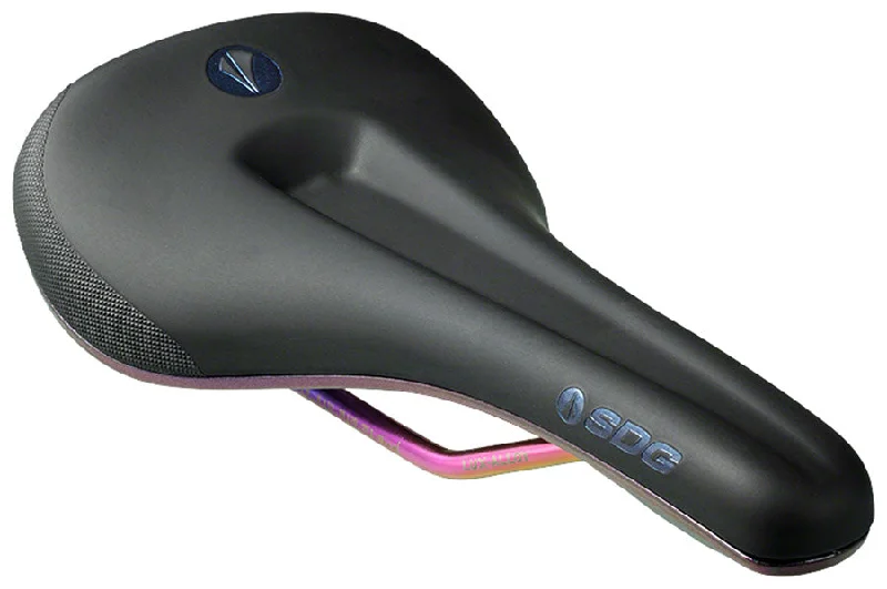 bicycle rotor toughness-SDG Bel-Air V3 Max Saddle Lux-Alloy Rails Black/Oil-Slic