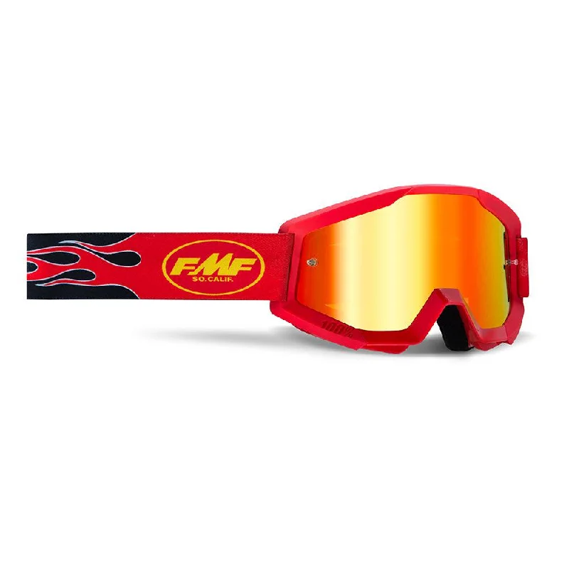 bicycle tire alignment-FMF POWERCORE YOUTH GOGGLE - FLAME RED (MIRROR RED)