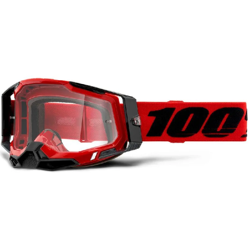 bicycle shoe durability-100% RACECRAFT 2 GOGGLE - RED (CLEAR)