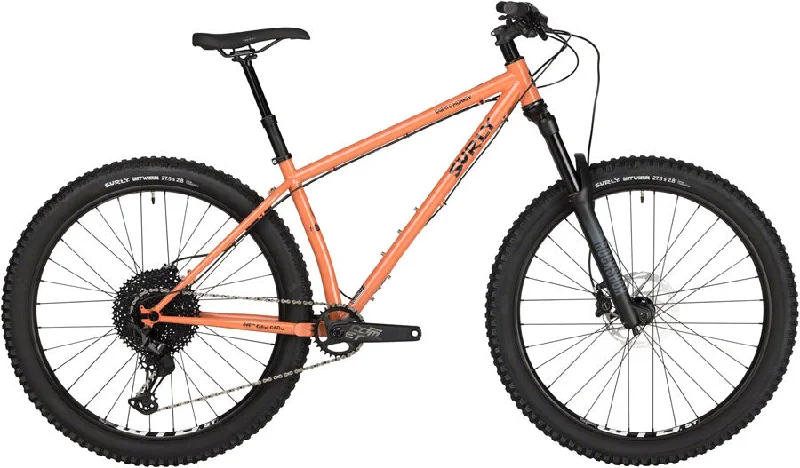 bicycle lightweight signal-Surly Karate Monkey Front Suspension Bike - 27.5" Steel Peach Salmon Sundae Medium