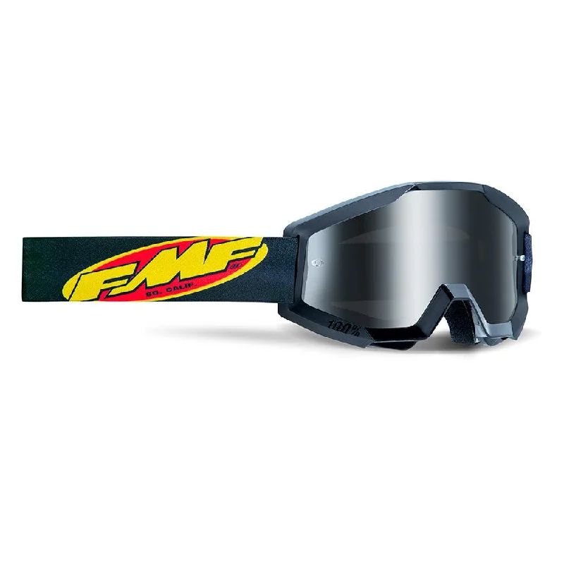 bicycle cleat fit-FMF POWERCORE YOUTH GOGGLE - CORE BLACK (MIRROR SILVER)