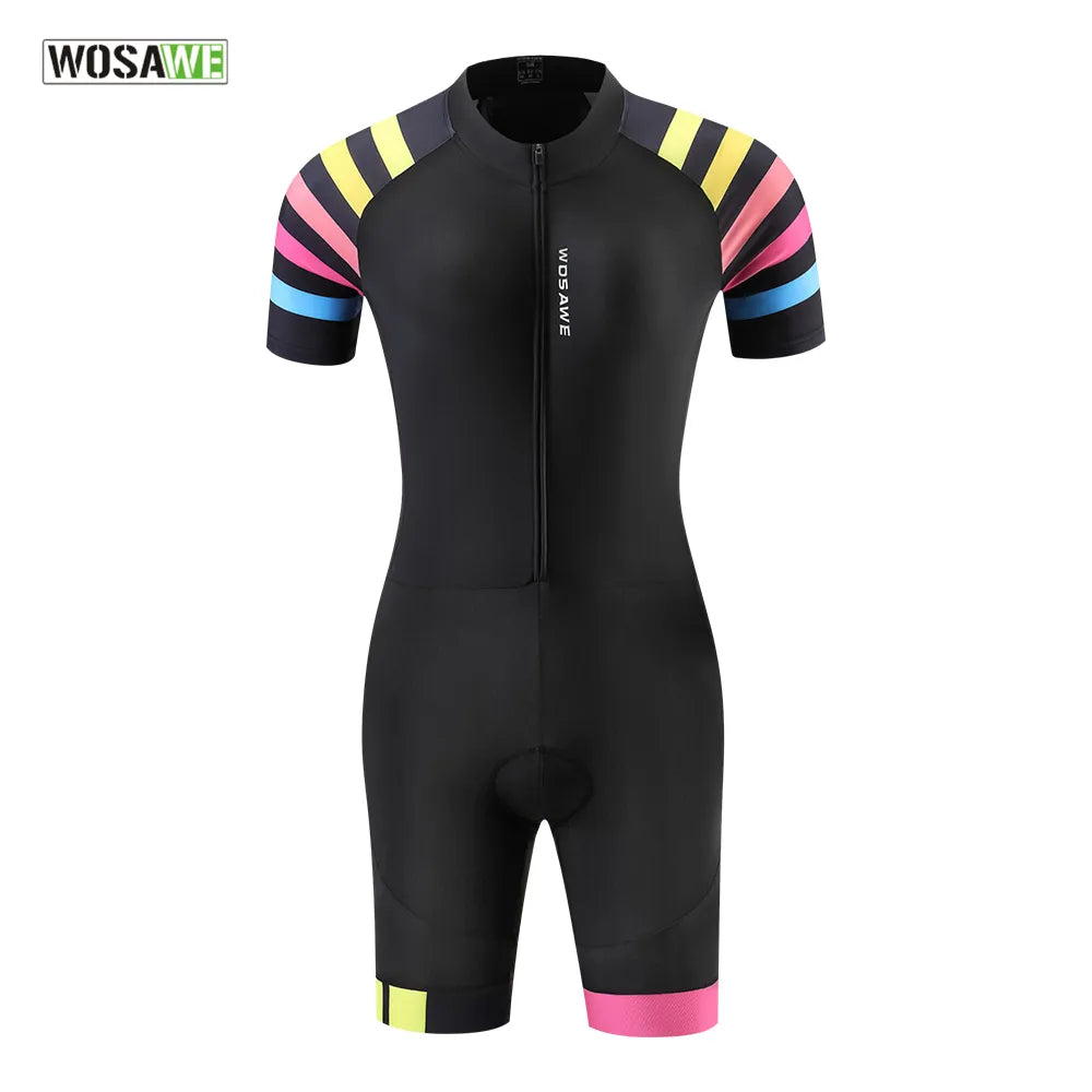 bicycle fitness handlebar-Women's Ladies Triathlon Sportswear Racing Team Jersey Jumpsuit Short Sleeve Tight Cycling Suit