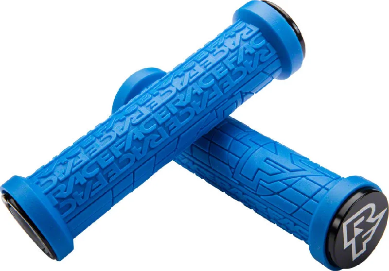 bicycle saddle resistance-RaceFace Grippler Grips - Blue Lock-On 30mm