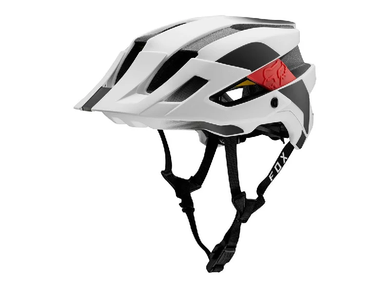 bicycle tour signal-Fox Racing Flux MIPS MTB Helmet - Conduit - White-Black - 2019