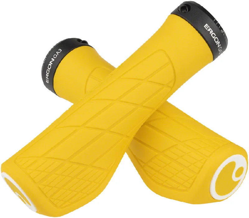 bicycle valve fit-Ergon GA3 Grips - Yellow Mellow Lock-On Small