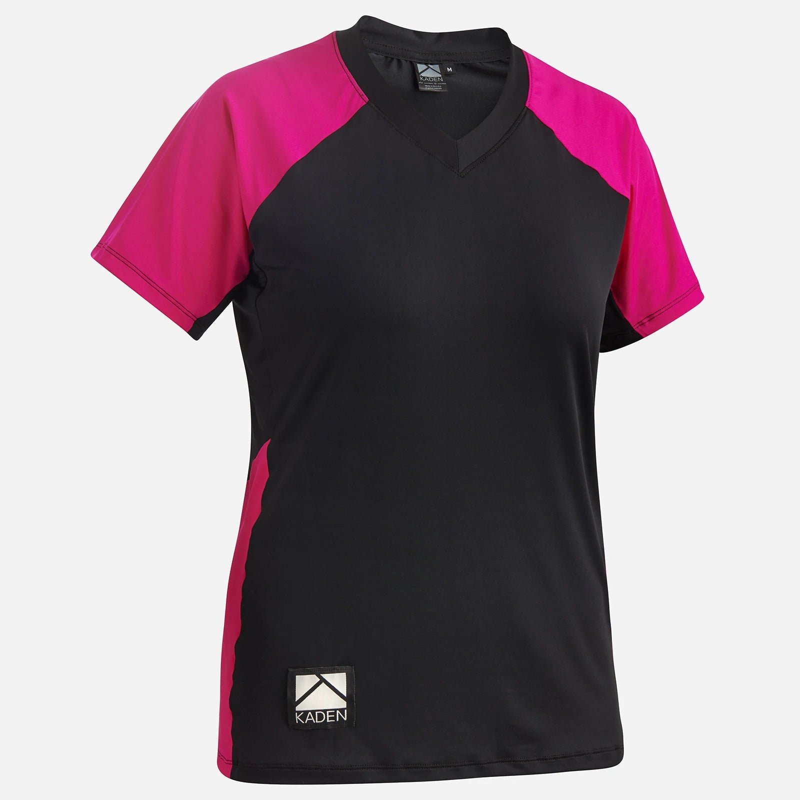 bicycle shifter response-Kaden Apparel Cady-V Short Sleeve MTB Jersey - Womens - Black-Rosemary