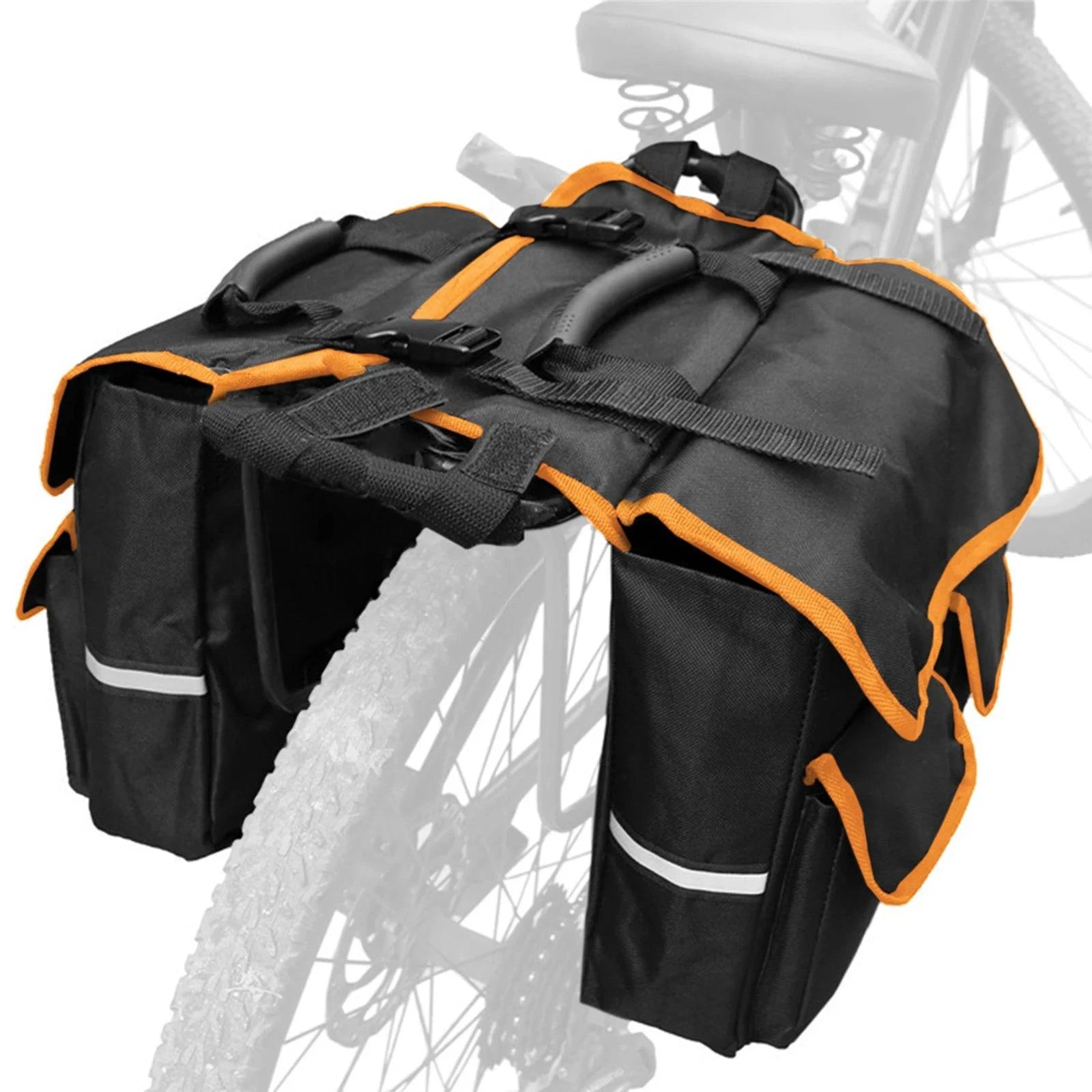 bicycle gear signal-Bicycle Saddle Bag Oxford Cloth Back Pannier Bags Bike Rear Seat Bag Bike Rear Saddle Bag with Reflective Trim