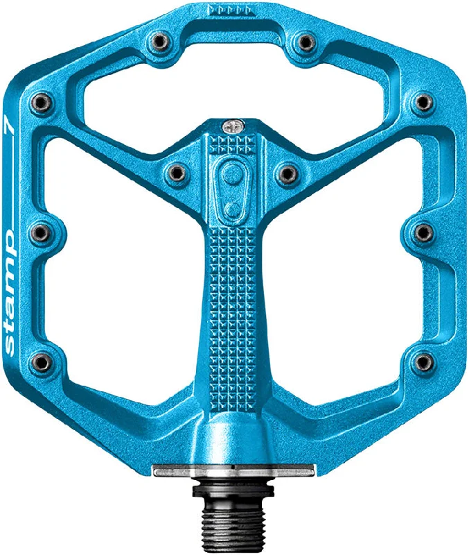 bicycle parking signal-Crankbrothers Stamp 7 Pedals - Platform Aluminum 9/16" Electric Blue Small