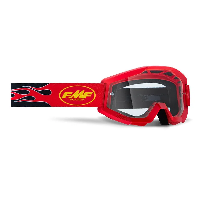 bicycle saddle alignment-FMF POWERCORE YOUTH GOGGLE - FLAME RED (CLEAR)