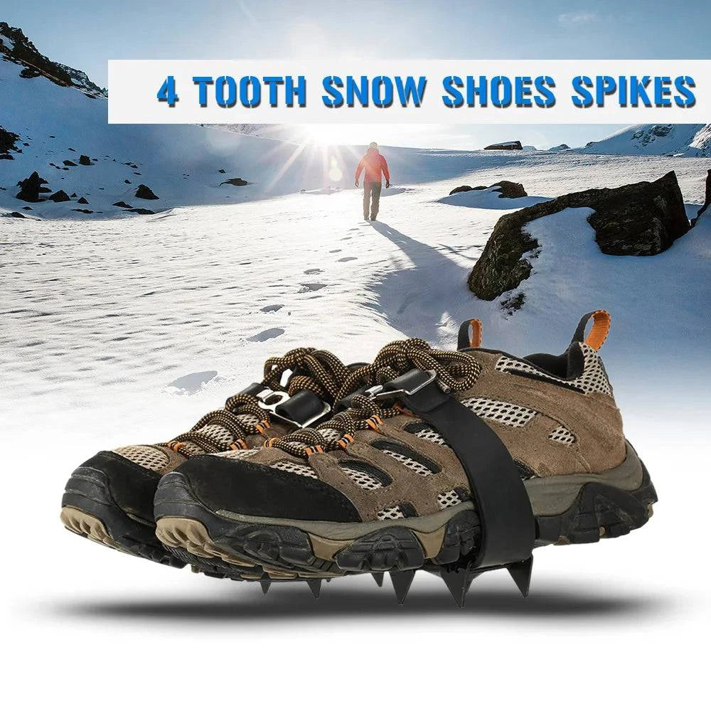 bicycle tool signal-4 Tooth Crampons Winter Anti-Skid Snow Ice Climbing Shoe Spikes Grips Crampons Cleats Overshoes Outdoor Mountain Climbing Hiking