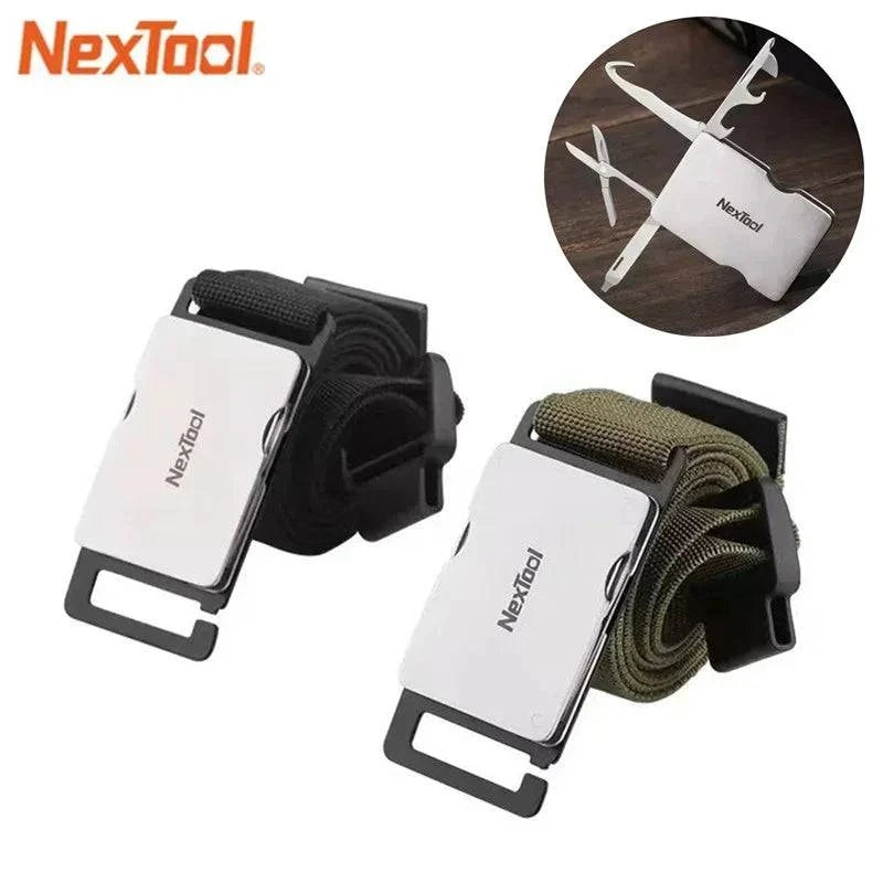 bicycle cleat signal-Xiaomi NexTool  Multi Functional Men Waist Belt Buckle Repair Tool Screwdrivers Scissors File Bottle Opener SIM Card Pin Remover