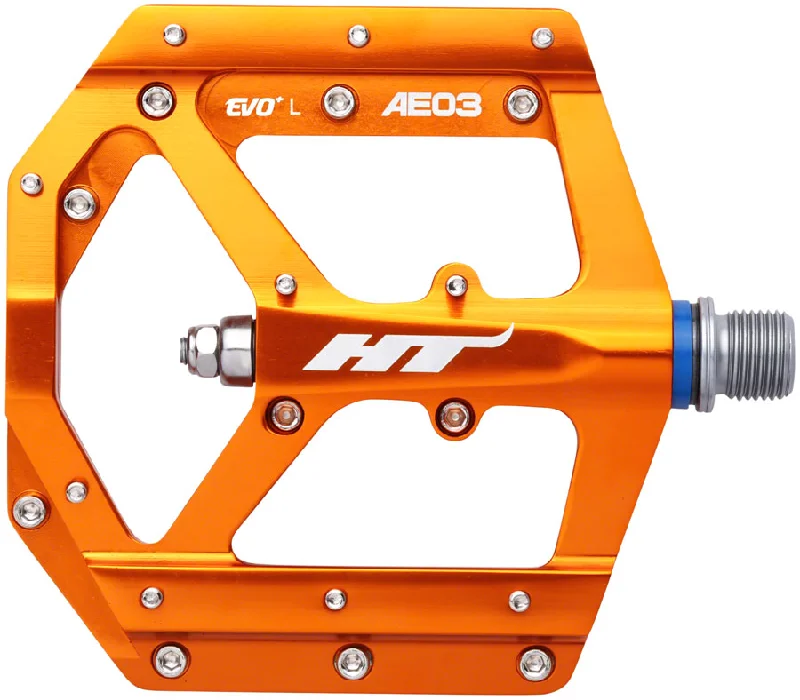 bicycle pad durability-HT Components AE03(EVO+) Pedals - Platform Aluminum 9/16" Orange