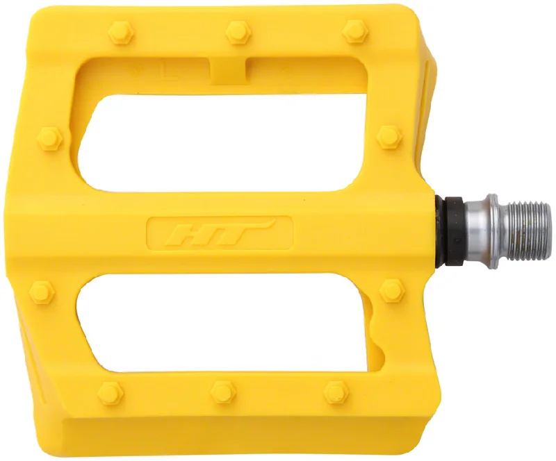 bicycle rim profile-HT Components PA12 Pedals - Platform Composite 9/16" Yellow