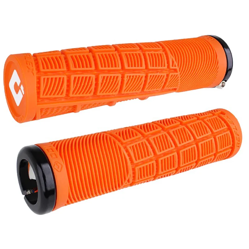 bicycle brake toughness-ODI Reflex V2.1 Grips - White/Orange Lock-On