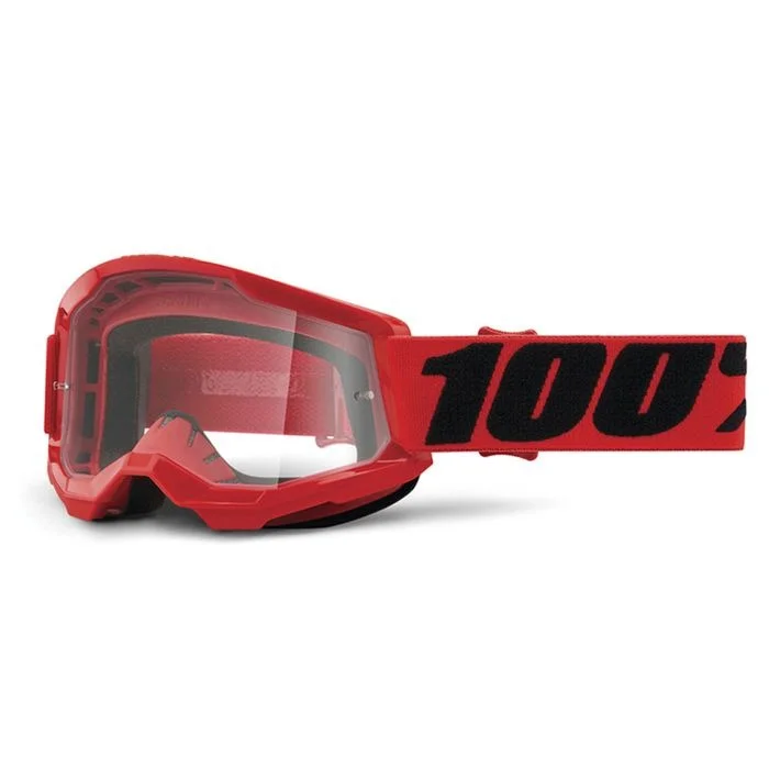 bicycle valve flexibility-100% YOUTH  STRATA2  RED GOGGLE - CLEAR LENS