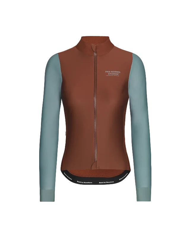 bicycle valve signal-Women's Mechanism Thermal Long Sleeve Jersey - Mahogany / Dusty Teal