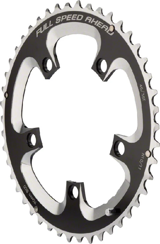 bicycle frame flex-Full Speed Ahead Super Road Chainring - 46t 110 BCD 5-Bolt Aluminum N11 BLK/Silver