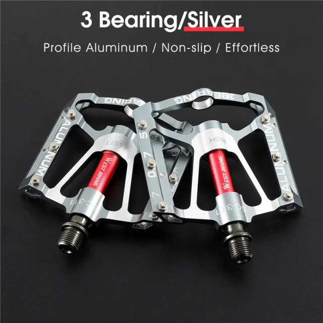 bicycle electric signal-WEST BIKING 3 Bearings Bicycle Pedals Ultralight Anti-slip