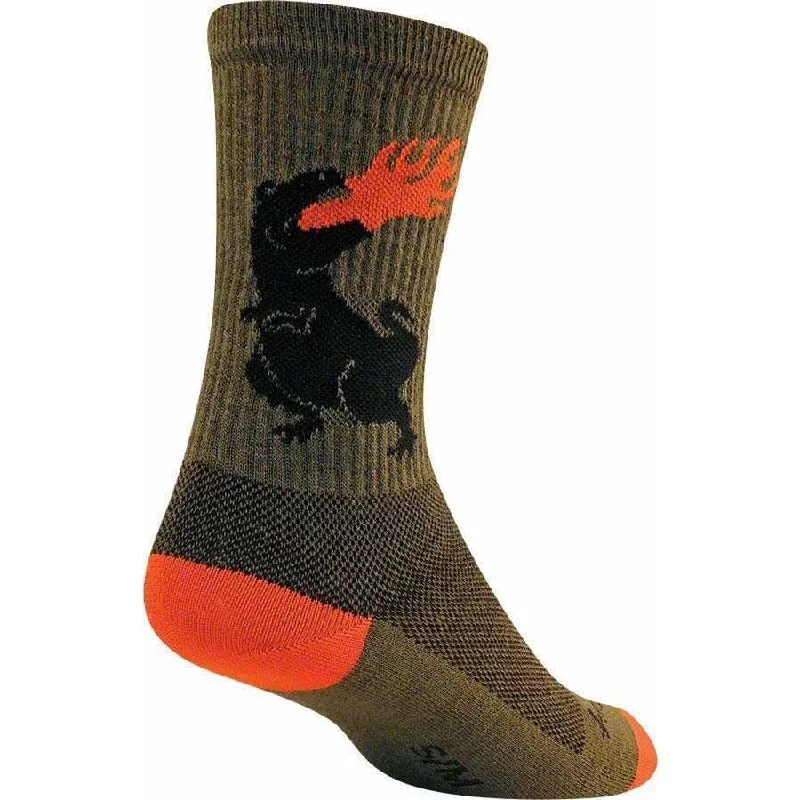 bicycle elbow strap-Dinosaur Wool Cycling Socks - 6 inch