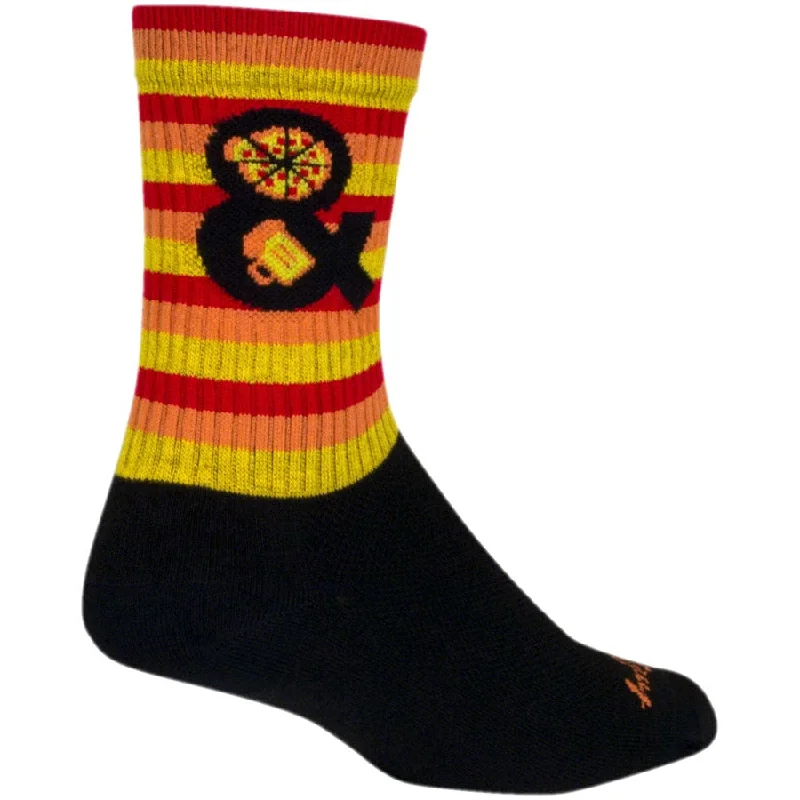 bicycle wrist signal-Pizza and Beer Crew Bike Socks - Black/Orange