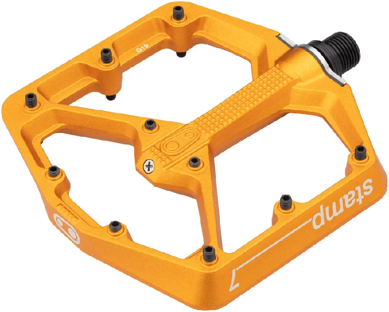 bicycle exercise signal-Crankbrothers Stamp 7 Pedals - Platform Aluminum 9/16" Orange Large