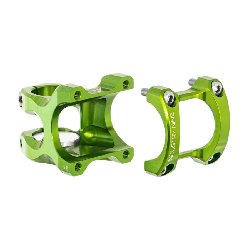 bicycle shoe toughness-Industry Nine A318 Stem Diameter: 31.8mm Length: 50mm Steerer: 1-1/8 5° Lime Green