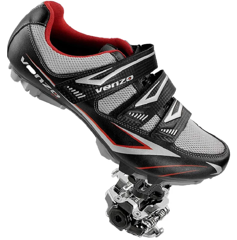 bicycle parts signal-Venzo Men's Mountain Bike Bicycle Cycling Shoes + Pedals & Cleats - Compatible with Shimano SPD - Ideal for Indoor Cycling, Off-Road, MTB