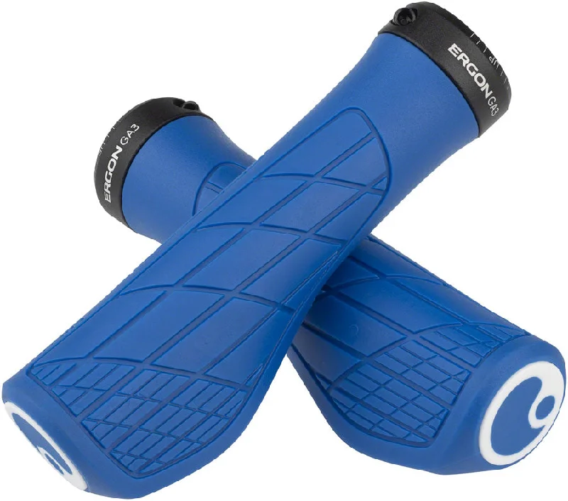 bicycle handlebar balance-Ergon GA3 Grips - Midsummer Blue Lock-On Small