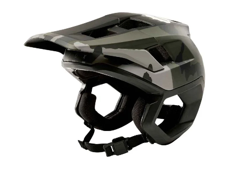 bicycle gear durability-Fox Racing Dropframe MTB Helmet - Black Camo - 2019