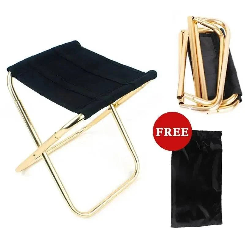 bicycle night signal-Outdoor Camping Chair Golden Aluminum Alloy Folding Chair With Bag Stool Seat Fishing Camping