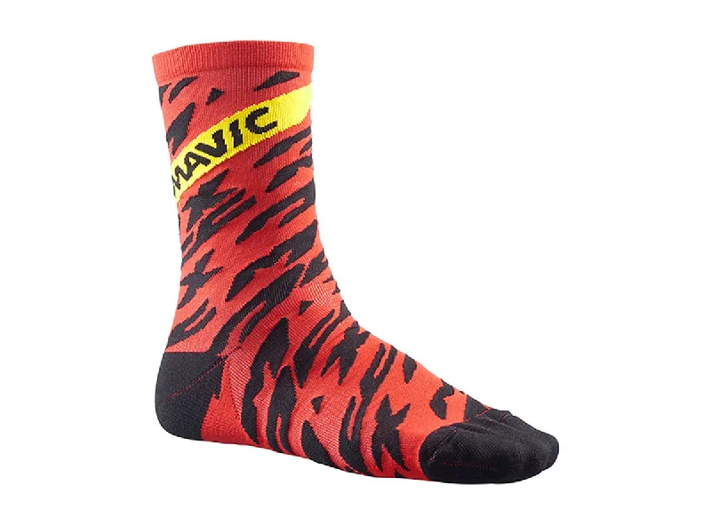 bicycle frame robustness-Mavic Deemax Pro 7" High Sock - Black-Fiery Red