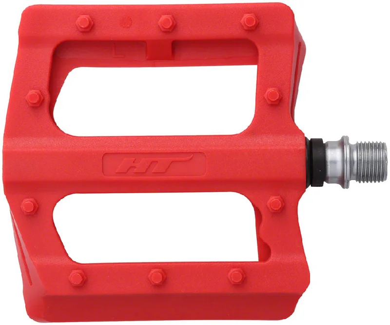 bicycle sidewall thickness-HT Components PA12 Pedals - Platform Composite 9/16" Red