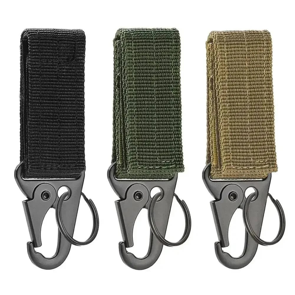 bicycle fitness signal-2pcs Tactical Hanging Buckle Molle Nylon Webbing Carabiner Belt Triangle Keychain for Outdoor Climbing Camping Tool Accessory