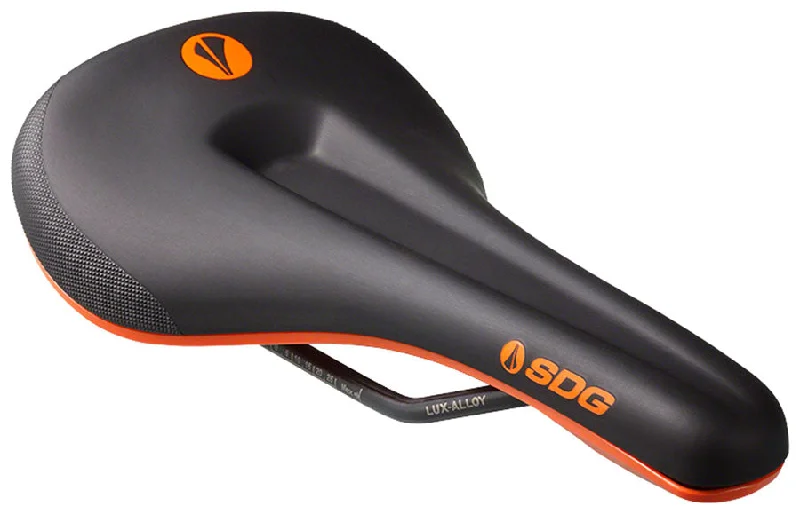 bicycle shoe toughness-SDG Bel-Air V3 Max Saddle Lux-Alloy Rails Black/Orange