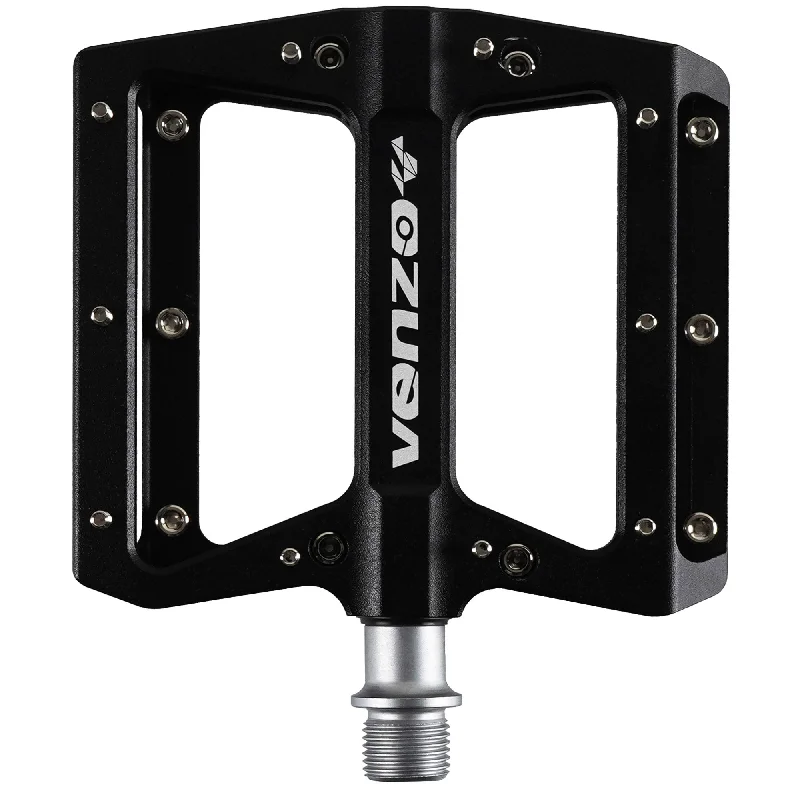 Venzo BMX Mountain MTB Bike Bicycle Cycling 9/16" Alloy CNC Machined Flat Platform Pedals Sealed 113 x 105mm Black