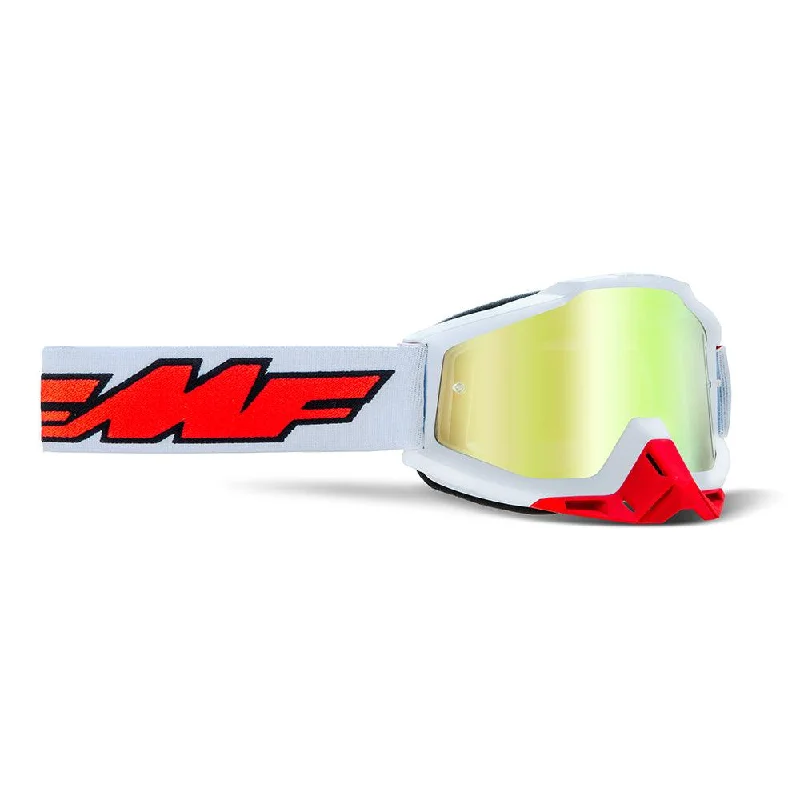 bicycle safety signal-FMF POWERBOMB GOGGLE - ROCKET WHITE (MIRROR TRUE GOLD)