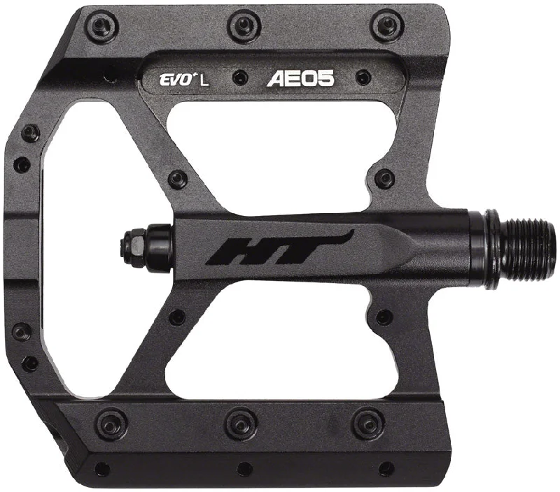 bicycle frame rigidity-HT Components AE05(EVO+) Pedals - Platform Aluminum 9/16" Stealth Black