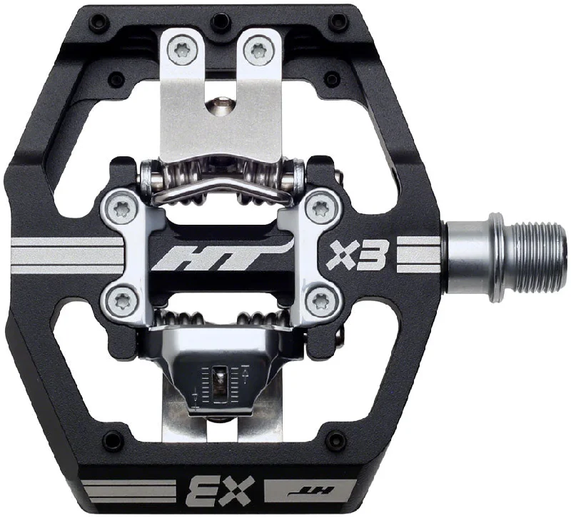 bicycle valve flexibility-HT Components X3 Pedals - Dual Sided Clipless Platform Aluminum 9/16" BLK