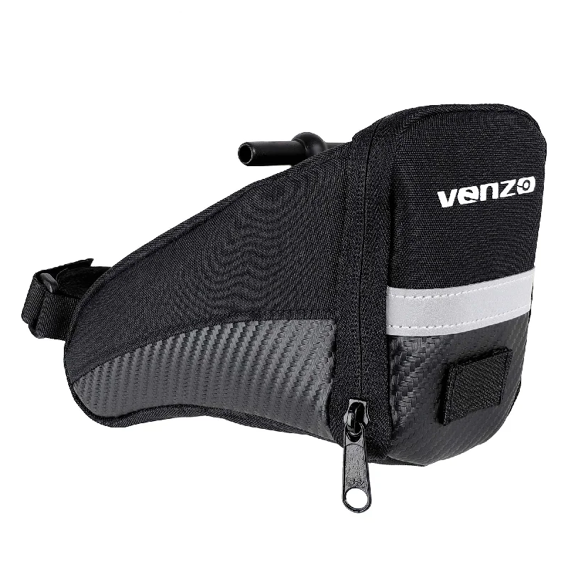 bicycle tire alignment-VENZO Road Mountain MTB Bike Bicycle Accessories T-Bar Polyester Seat Saddle Bag - Cycling Under Seat Bag Tool Pouch Pack - Medium