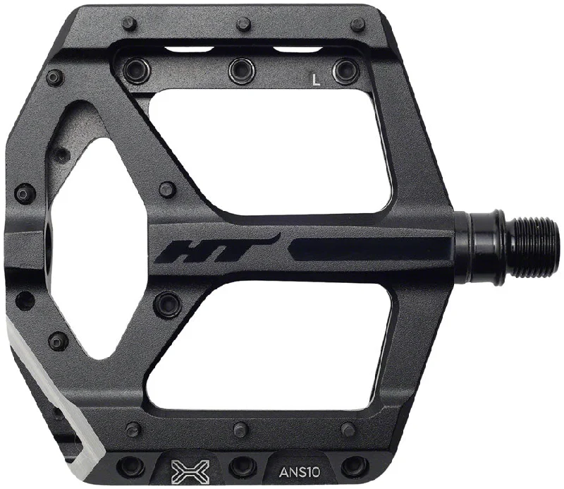 bicycle tire alignment-HT Components ANS10 Pedals - Platform Aluminum 9/16" Stealth Black