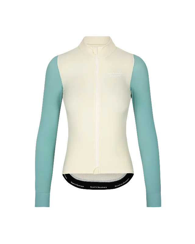 bicycle battery signal-Women's Mechanism Long Sleeve Jersey - Off White / Light Teal