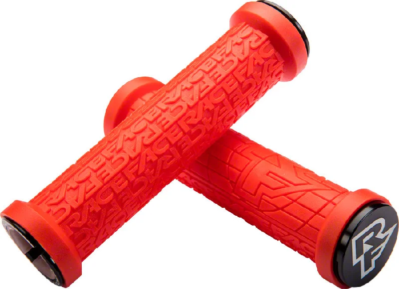 bicycle fitness handlebar-RaceFace Grippler Grips - Red Lock-On 30mm