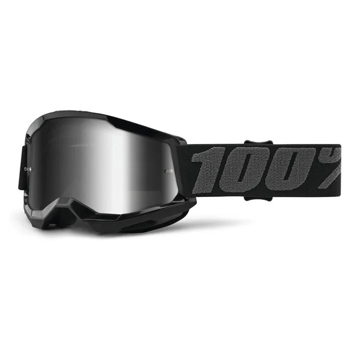 bicycle shoe resistance-100% STRATA2 YOUTH BLACK GOGGLE - SILVER LENS