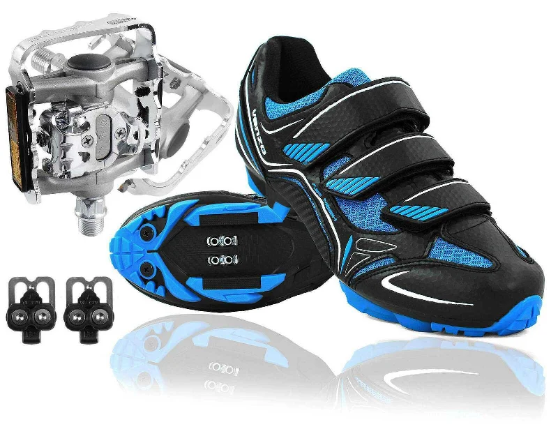 bicycle sharing signal-Venzo Mountain Bike Bicycle Cycling Shimano SPD Shoes + Multi-Use Pedals