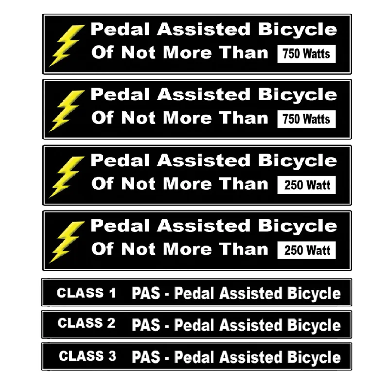 bicycle camping signal-Pedal Assisted eBike Decal Kit Fits Pedal Assist Electric Bikes 250 - 750 Watts