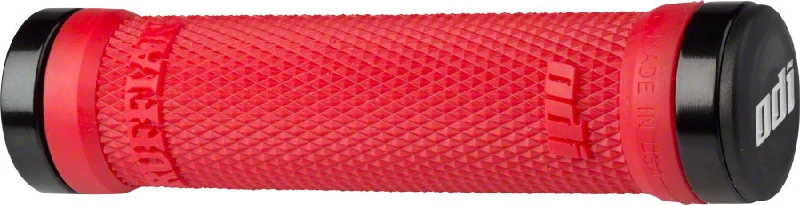 bicycle elbow strap-ODI Ruffian Grips - Bright Red Lock-On